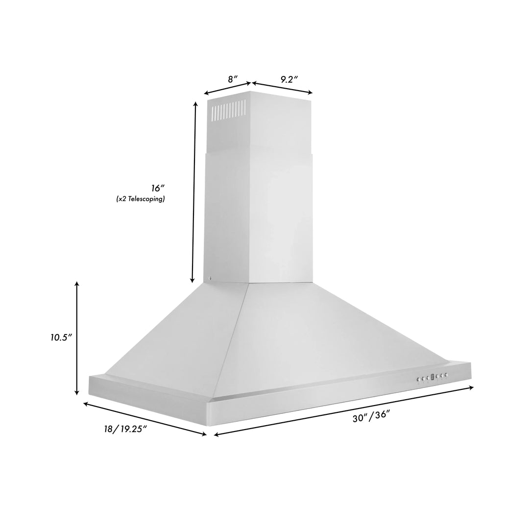 ZLINE 30 in. Convertible Vent Wall Mount Range Hood in Stainless Steel, KB-30