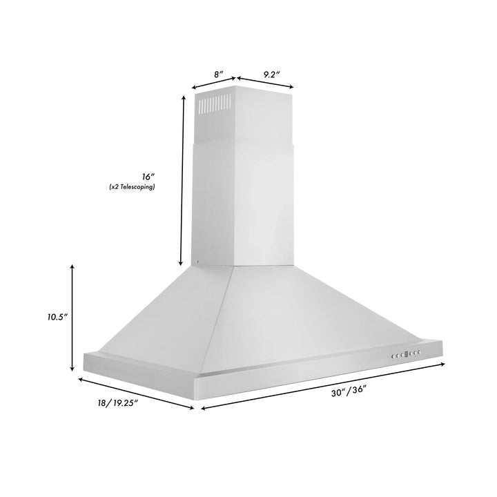 ZLINE 36 in. Convertible Vent Wall Mount Range Hood in Stainless Steel, KB-36