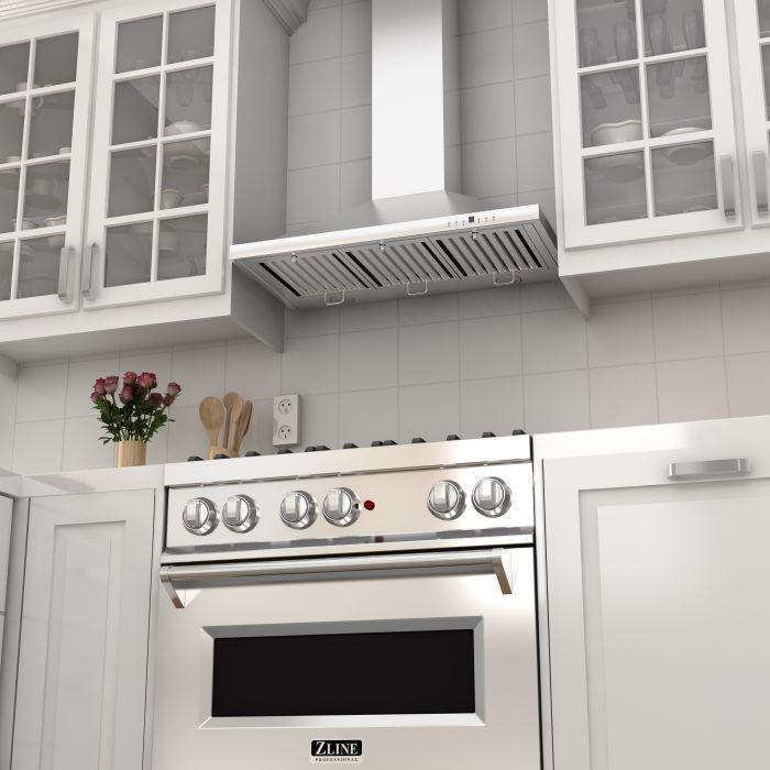 ZLINE 36 in. Dual Fuel Range with Black Matte Doors & 36 in. Range Hood Appliance Package, 2KP-RABLMRH36