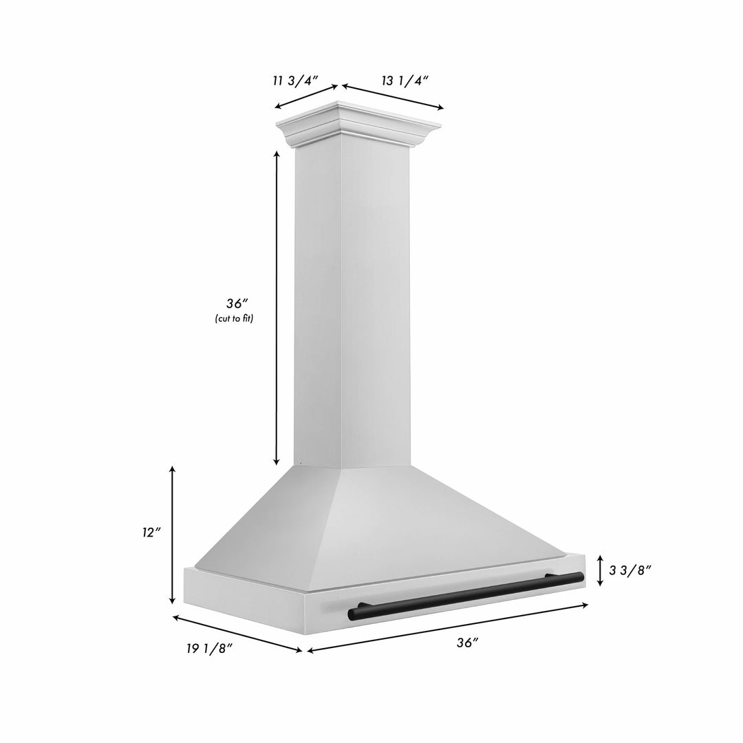 ZLINE 36 Inch Autograph Edition Stainless Steel Range Hood with Matte Black Handle, KB4STZ-36-MB