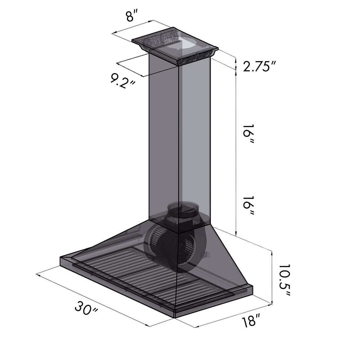 24" ZLINE CrownSound™Ducted Vent Wall Mount Range Hood in Stainless Steel with Built-in Bluetooth Speakers (KBCRN-BT-24)