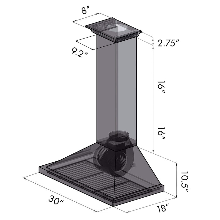 24" ZLINE CrownSound™Ducted Vent Wall Mount Range Hood in Stainless Steel with Built-in Bluetooth Speakers (KBCRN-BT-24)