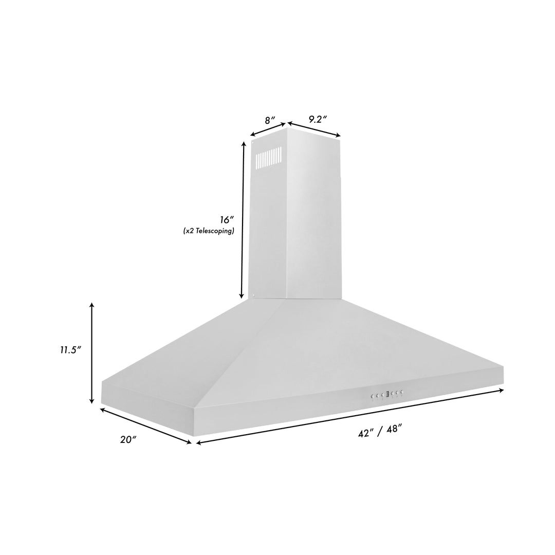 ZLINE 48" Convertible Vent Convertible Vent Wall Mount Range Hood in Stainless Steel