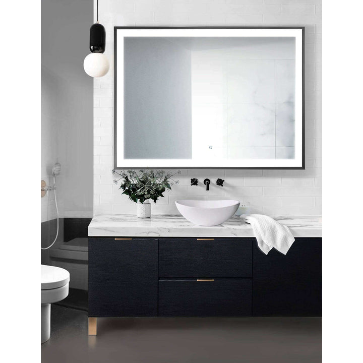 Krugg Soho 48 x 36 Matte Black LED Bathroom Mirror