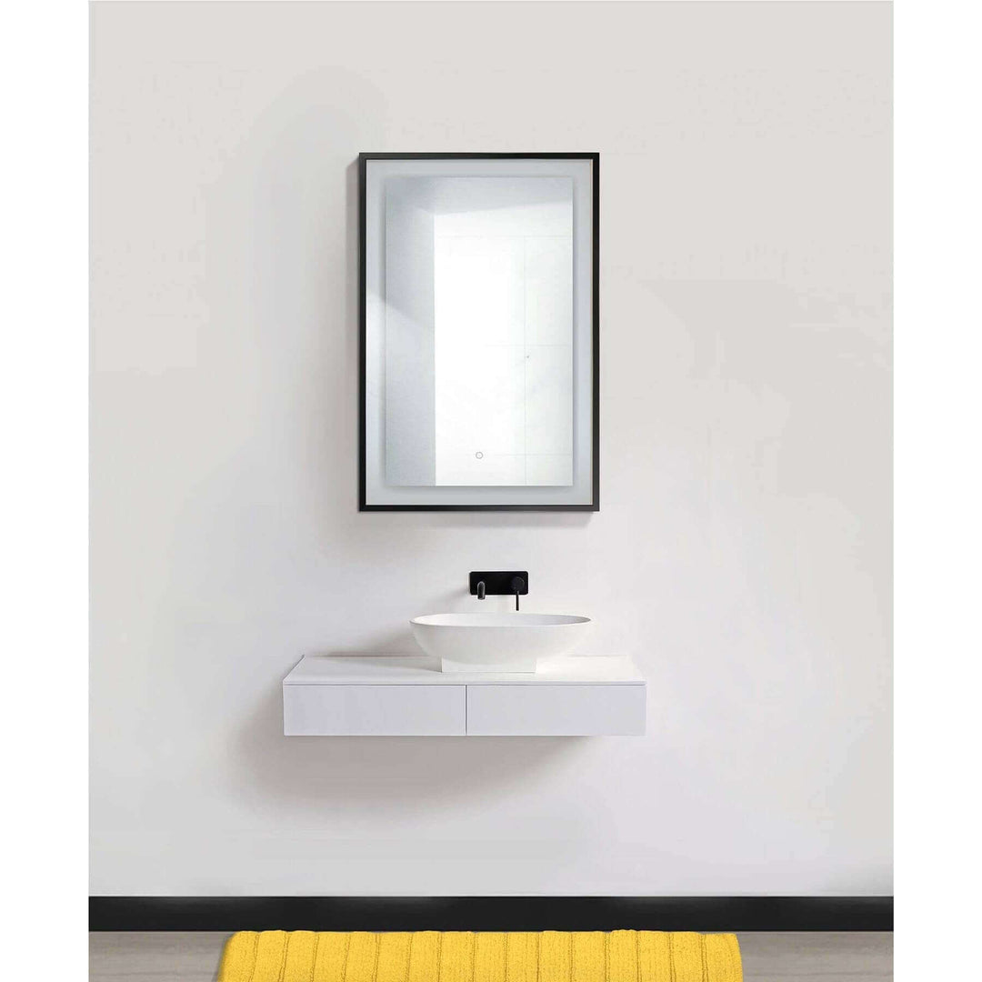 Krugg Soho 24 x 36 Matte Black LED Bathroom Mirror