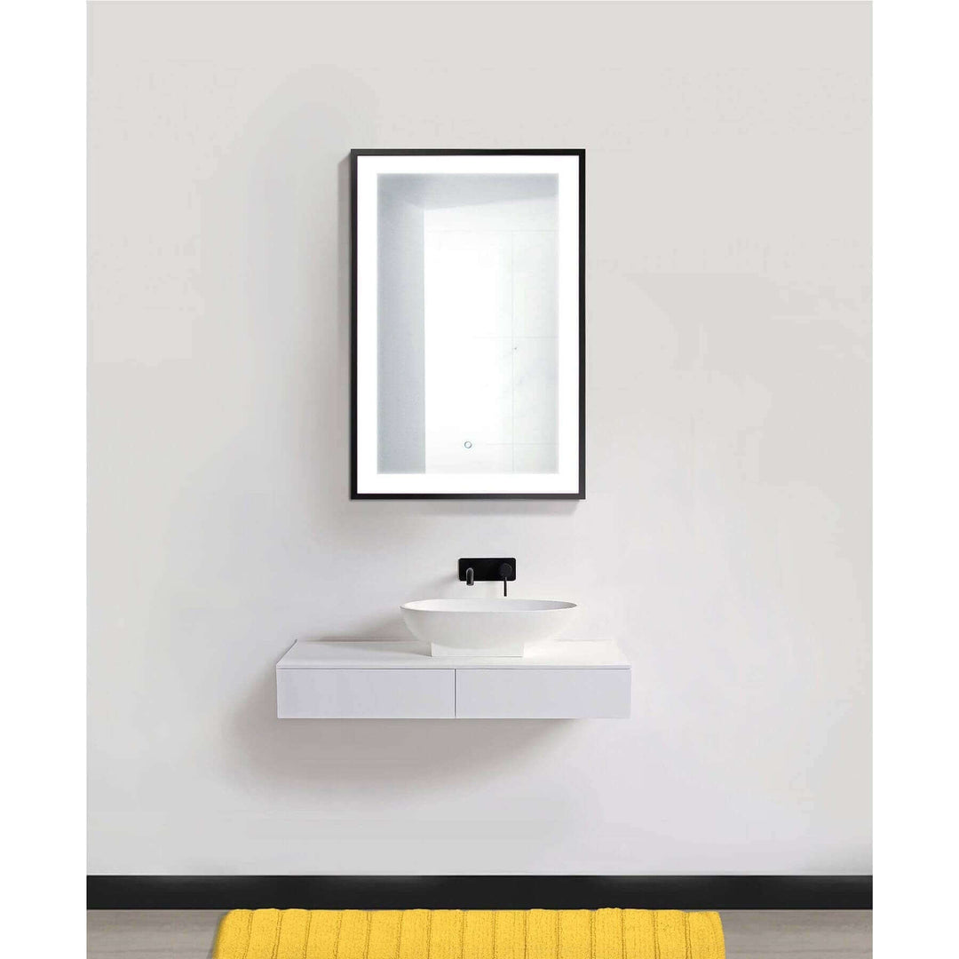 Krugg Soho 24 x 36 Matte Black LED Bathroom Mirror