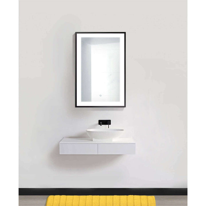 Krugg Soho 24 x 36 Matte Black LED Bathroom Mirror