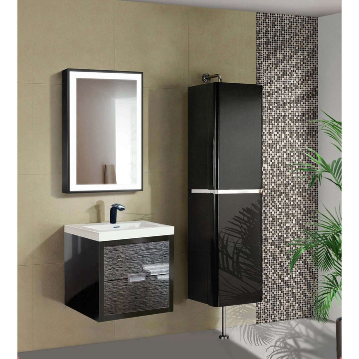 Krugg Soho 24 x 36 Matte Black LED Bathroom Mirror