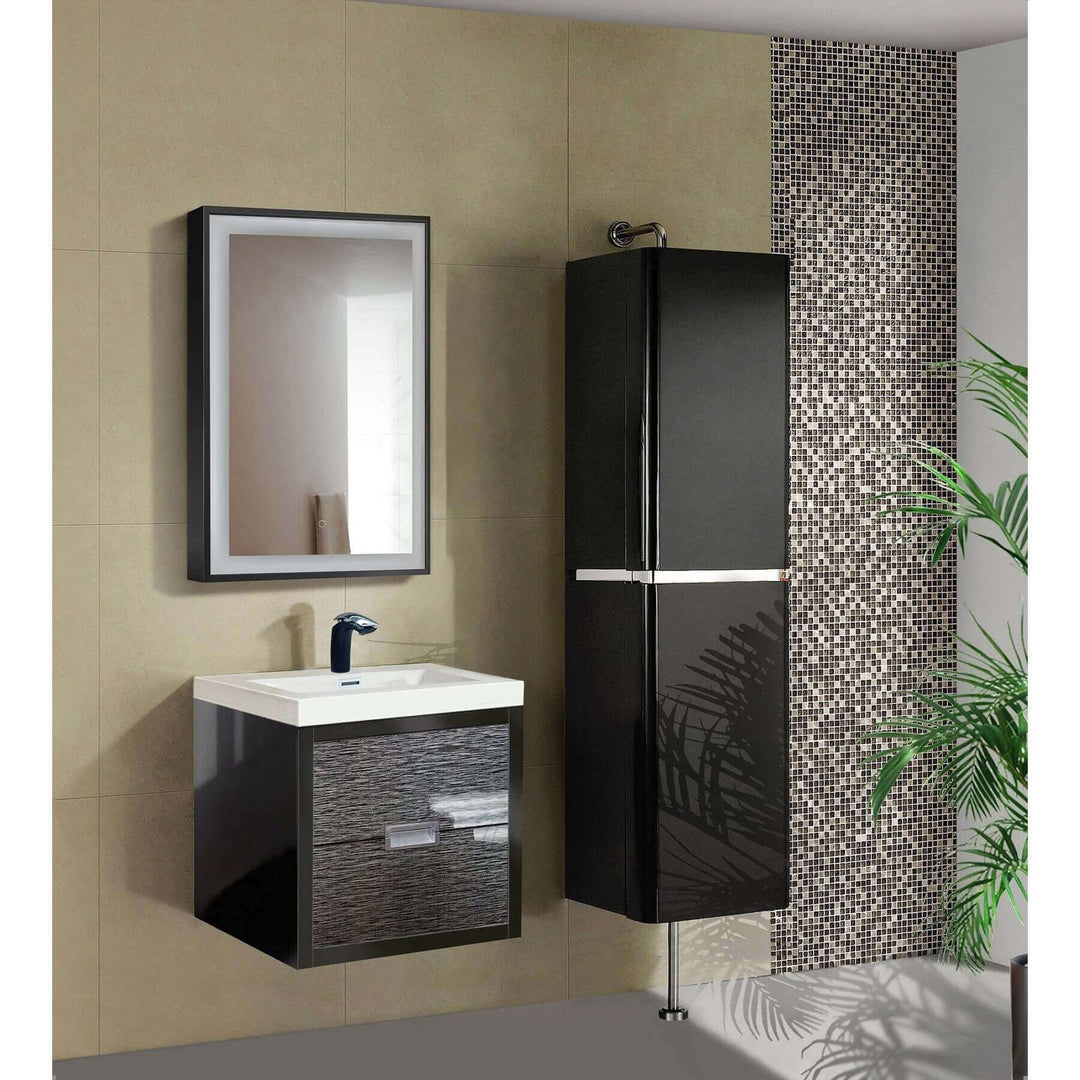 Krugg Soho 24 x 36 Matte Black LED Bathroom Mirror