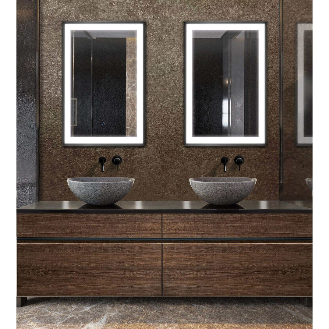 Krugg Soho 24 x 36 Matte Black LED Bathroom Mirror