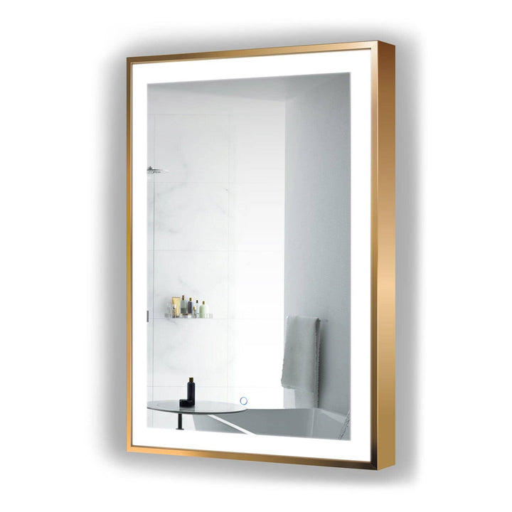 Krugg Soho 24" x 36" Matte Gold LED Bathroom Mirror