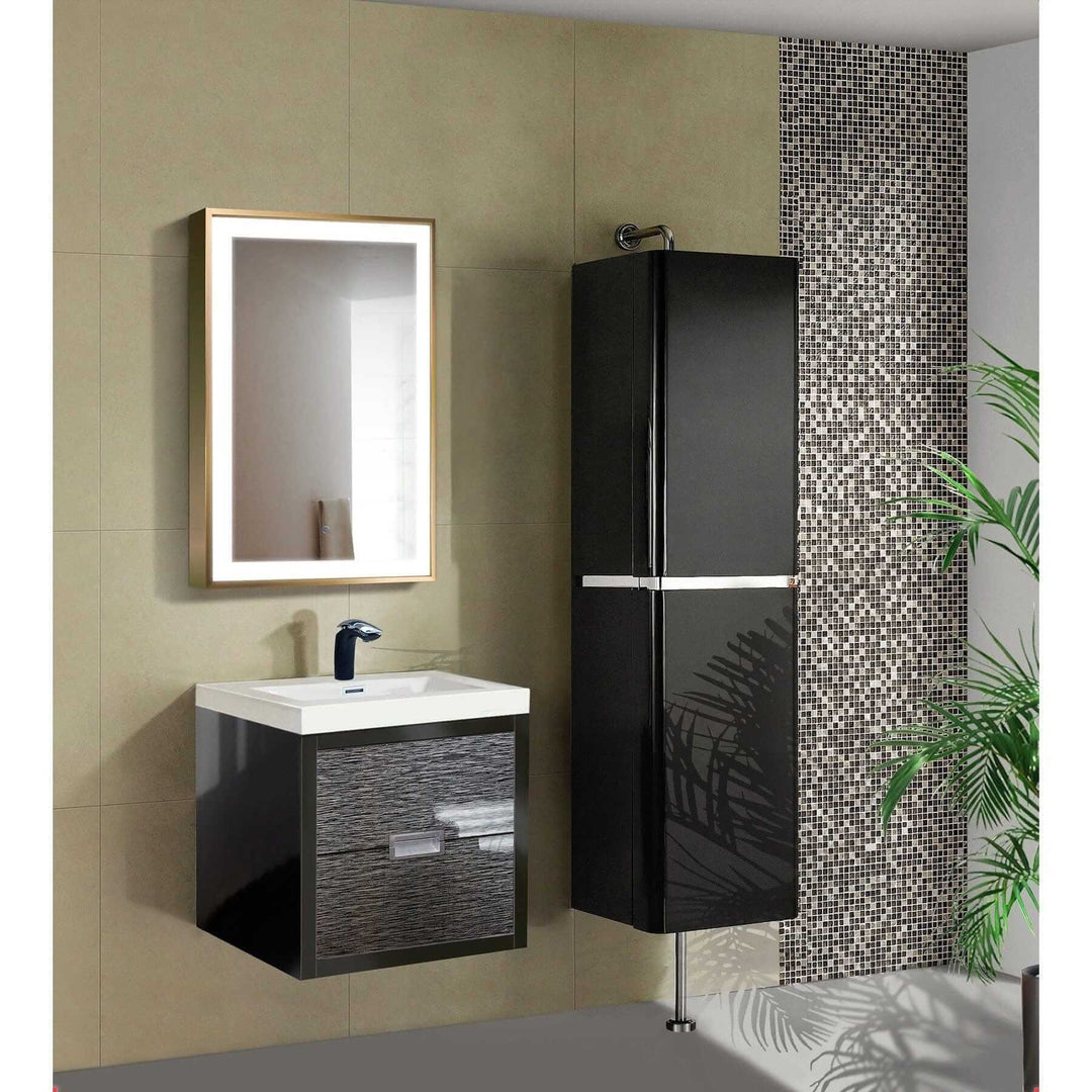 Krugg Soho 24" x 36" Matte Gold LED Bathroom Mirror