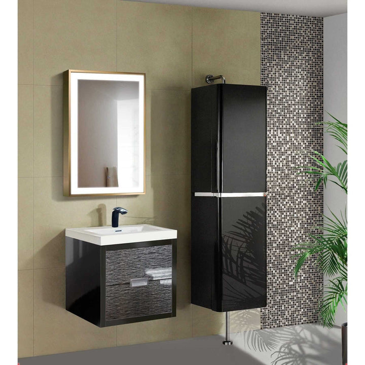 Krugg Soho 24" x 36" Matte Gold LED Bathroom Mirror