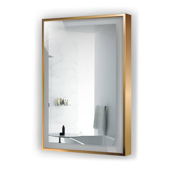 Krugg Soho 24" x 36" Matte Gold LED Bathroom Mirror