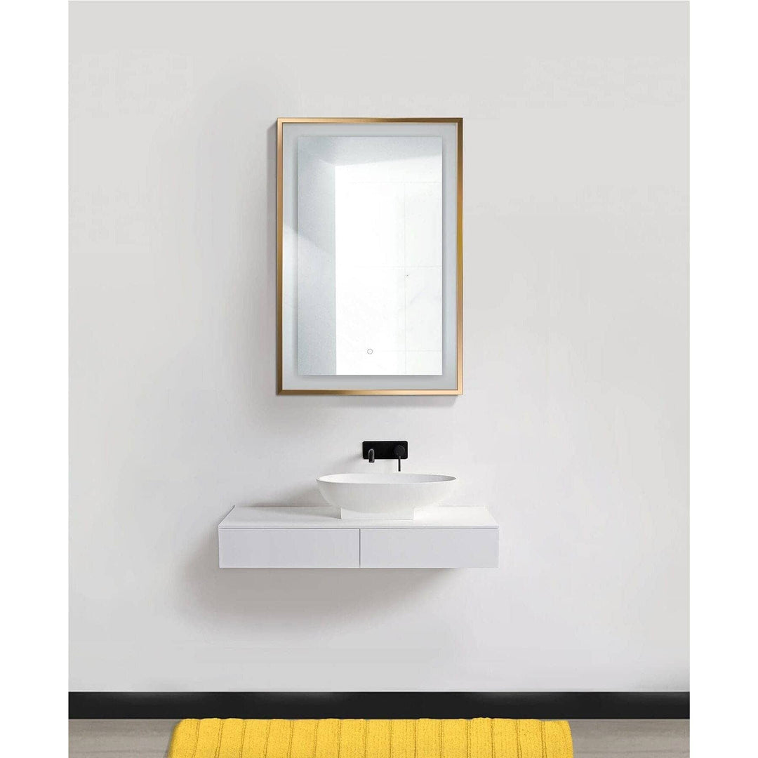 Krugg Soho 24" x 36" Matte Gold LED Bathroom Mirror