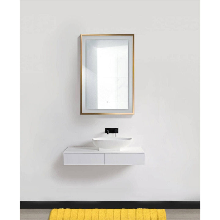 Krugg Soho 24" x 36" Matte Gold LED Bathroom Mirror