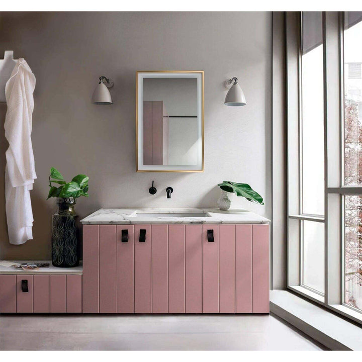 Krugg Soho 24" x 36" Matte Gold LED Bathroom Mirror