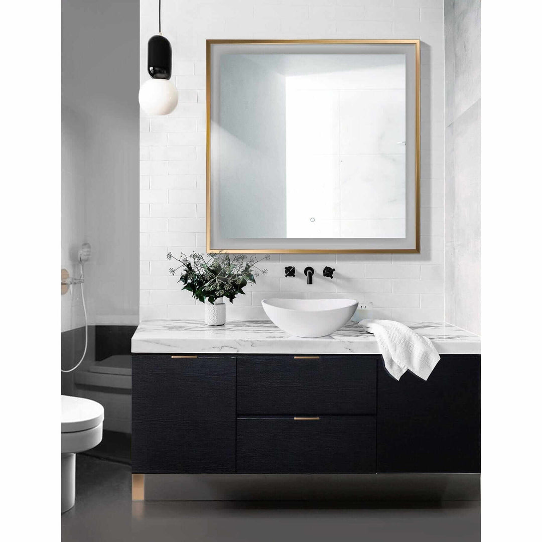 Krugg Soho 36 x 36 Matte Gold LED Bathroom Mirror