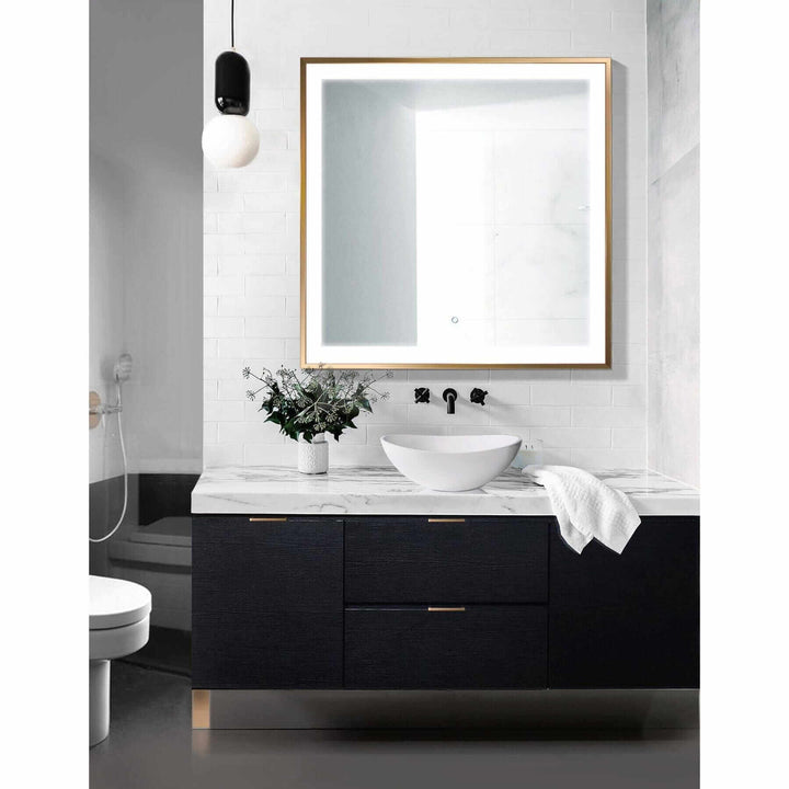 Krugg Soho 36 x 36 Matte Black LED Bathroom Mirror