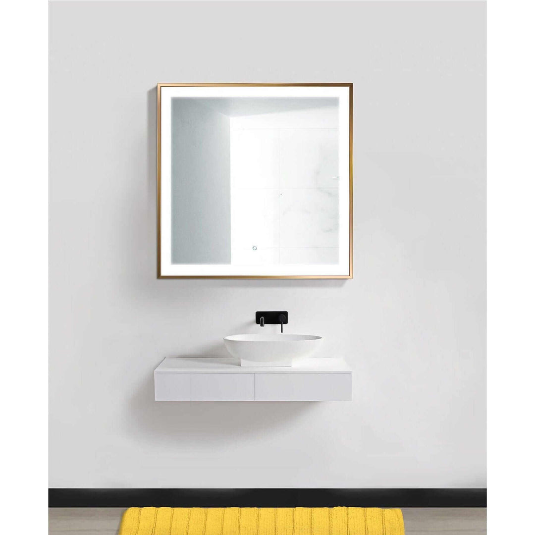 Krugg Soho 36 x 36 Matte Gold LED Bathroom Mirror