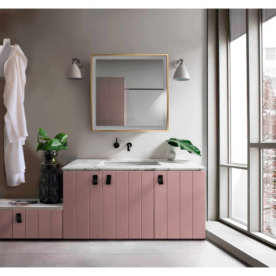 Krugg Soho 36 x 36 Matte Black LED Bathroom Mirror