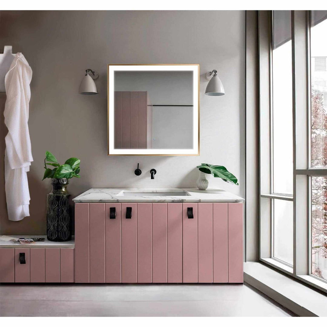 Krugg Soho 36 x 36 Matte Black LED Bathroom Mirror