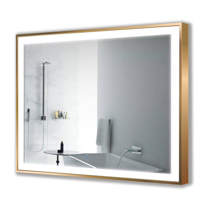 Krugg Soho 48 x 36 Matte Gold LED Bathroom Mirror