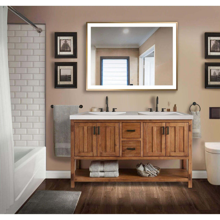 Krugg Soho 48 x 36 Matte Gold LED Bathroom Mirror