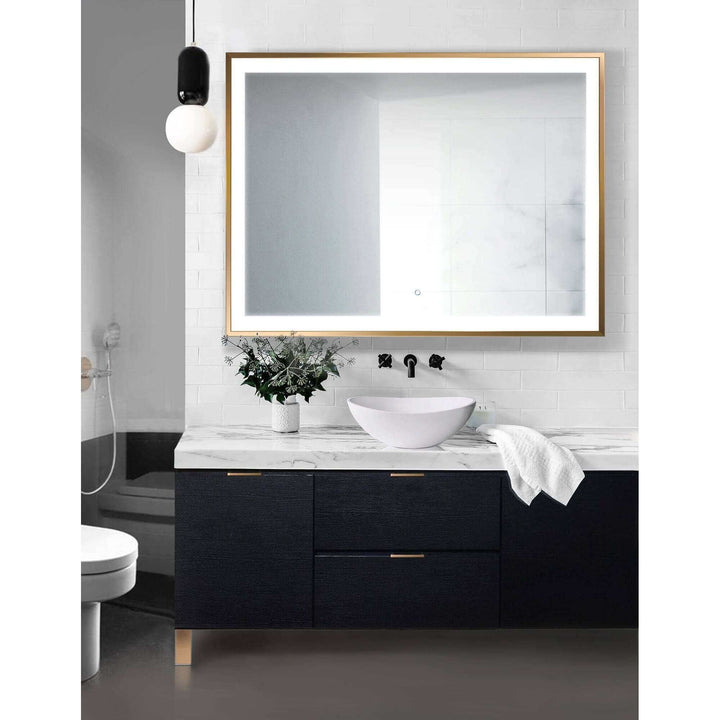 Krugg Soho 48 x 36 Matte Gold LED Bathroom Mirror