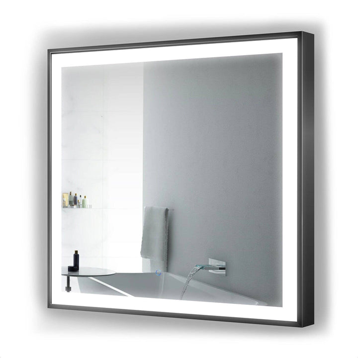 Krugg Soho 36 x 36 Matte Black LED Bathroom Mirror