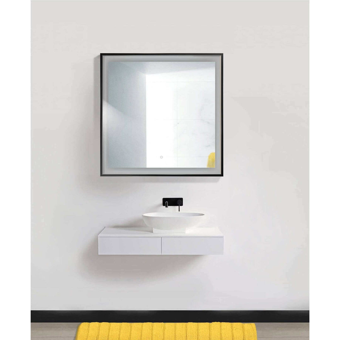 Krugg Soho 36 x 36 Matte Black LED Bathroom Mirror