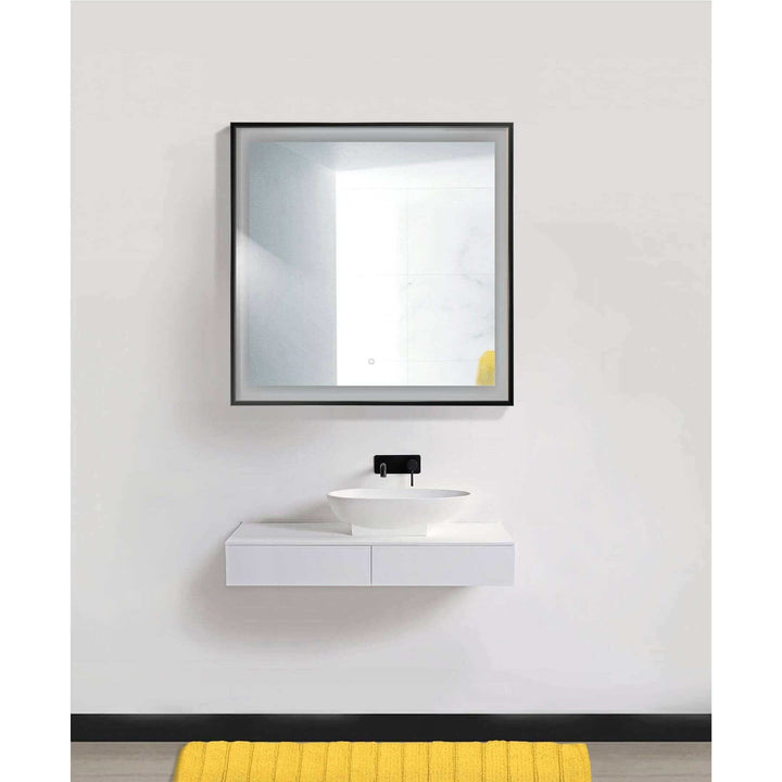 Krugg Soho 36 x 36 Matte Black LED Bathroom Mirror