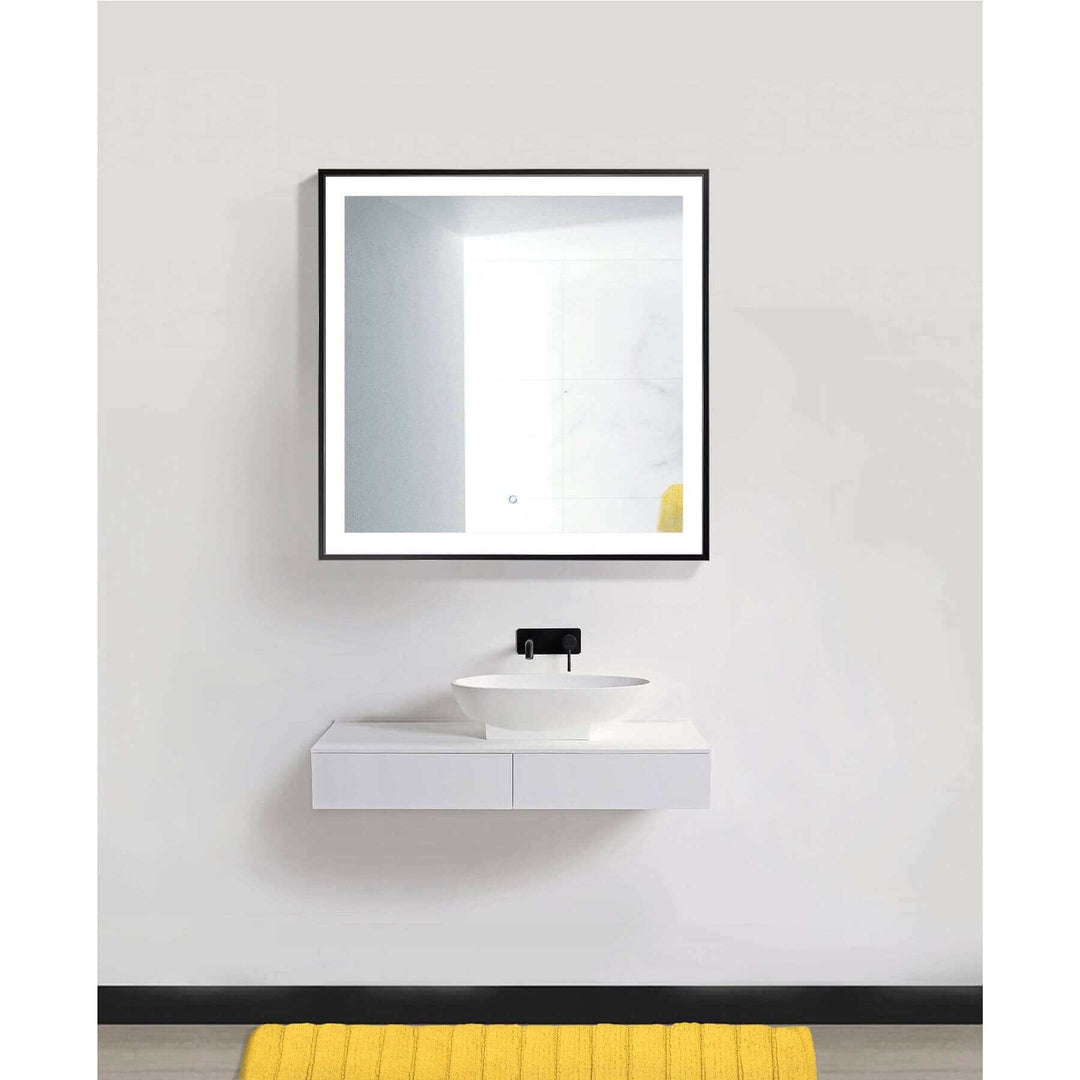 Krugg Soho 36 x 36 Matte Black LED Bathroom Mirror