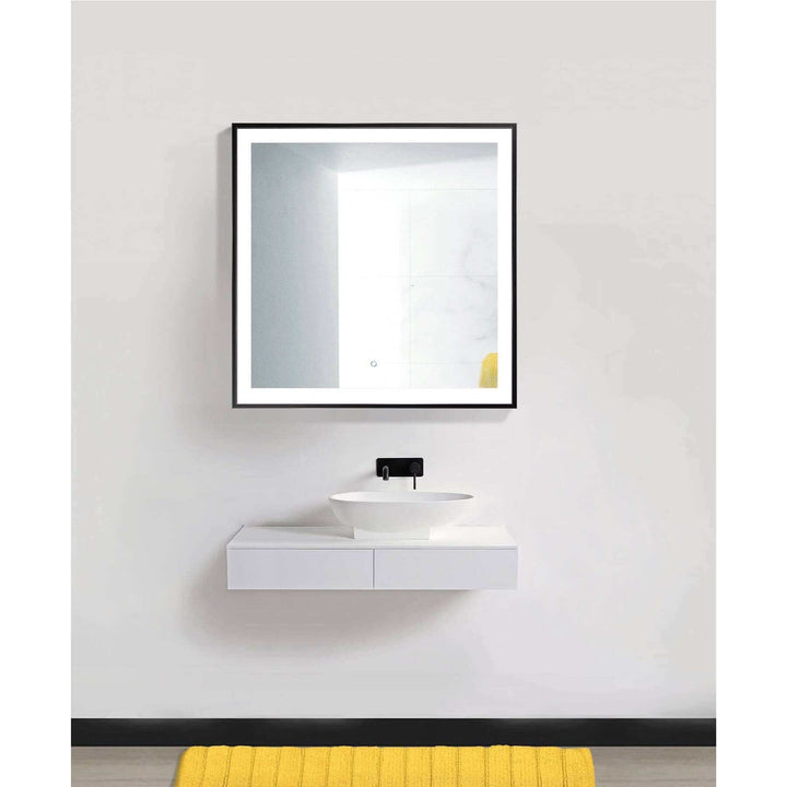 Krugg Soho 36 x 36 Matte Black LED Bathroom Mirror