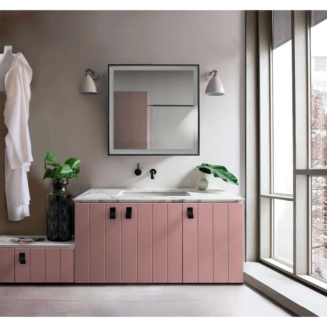 Krugg Soho 36 x 36 Matte Black LED Bathroom Mirror