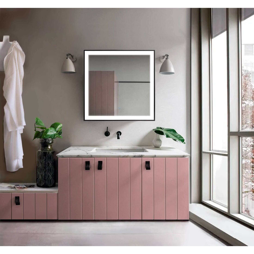 Krugg Soho 36 x 36 Matte Black LED Bathroom Mirror