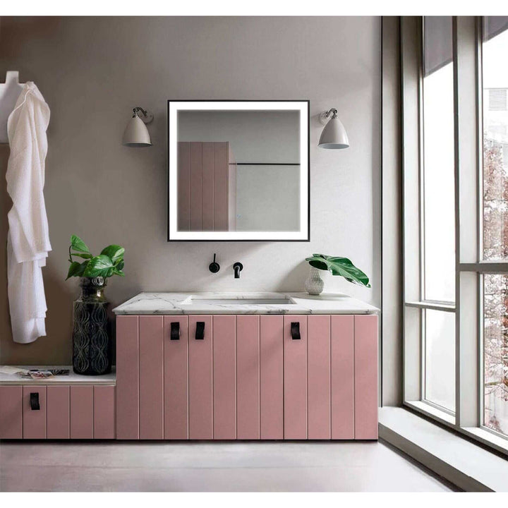 Krugg Soho 36 x 36 Matte Black LED Bathroom Mirror