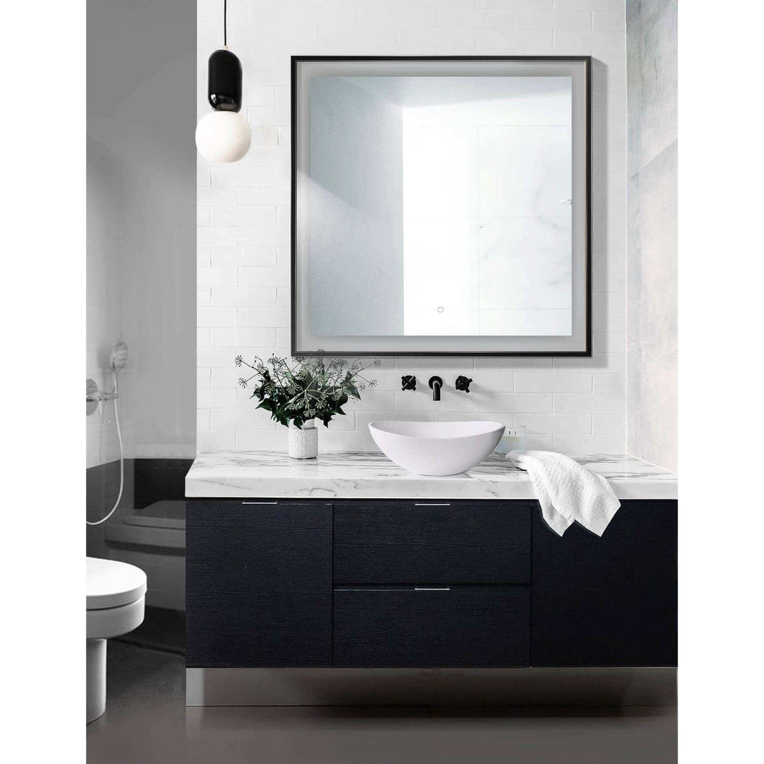 Krugg Soho 36 x 36 Matte Black LED Bathroom Mirror