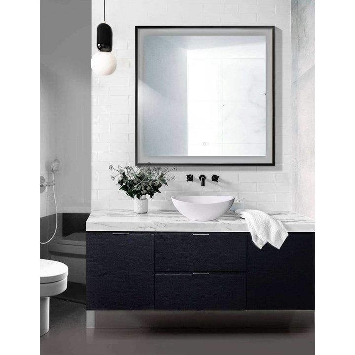 Krugg Soho 36 x 36 Matte Black LED Bathroom Mirror