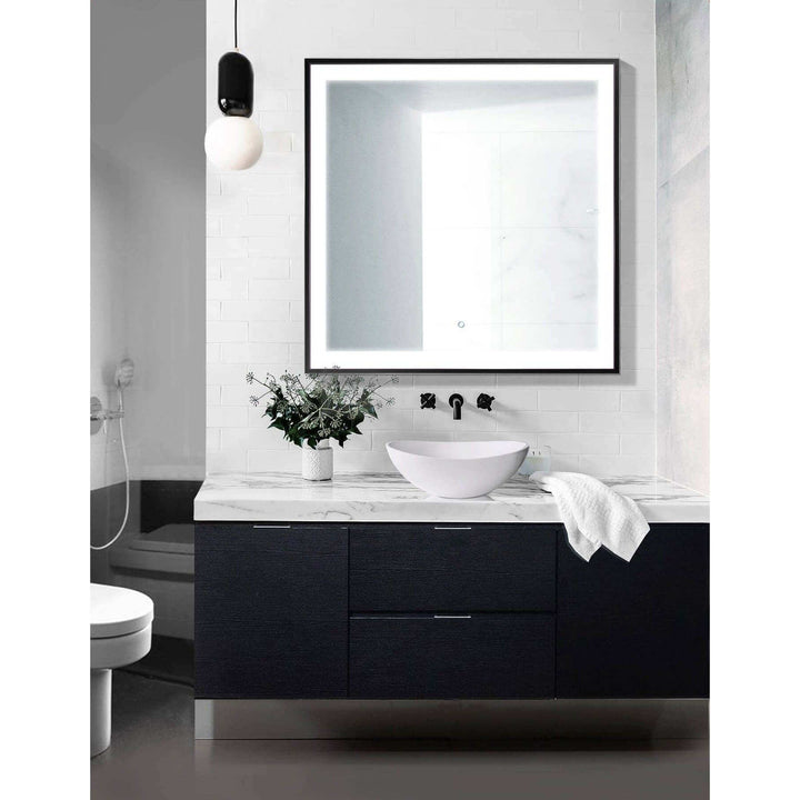 Krugg Soho 36 x 36 Matte Black LED Bathroom Mirror