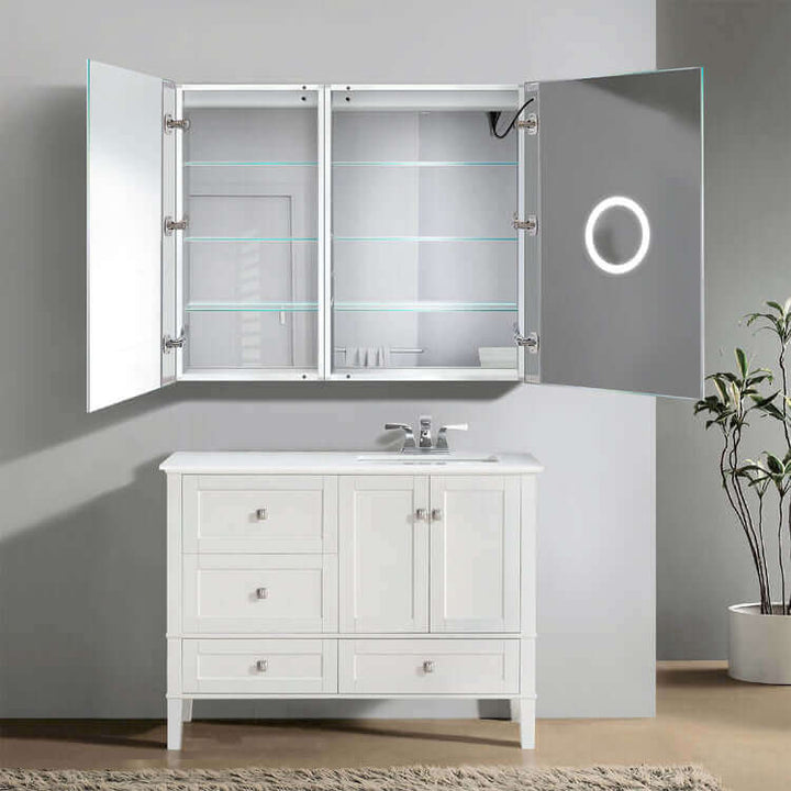 Krugg Svange 42 x 36 LED Medicine Cabinet - Defogger, Dimmer