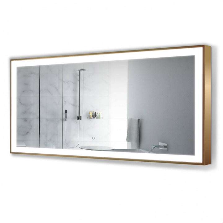 Krugg Soho 60 x 30 Matte Gold LED Bathroom Mirror