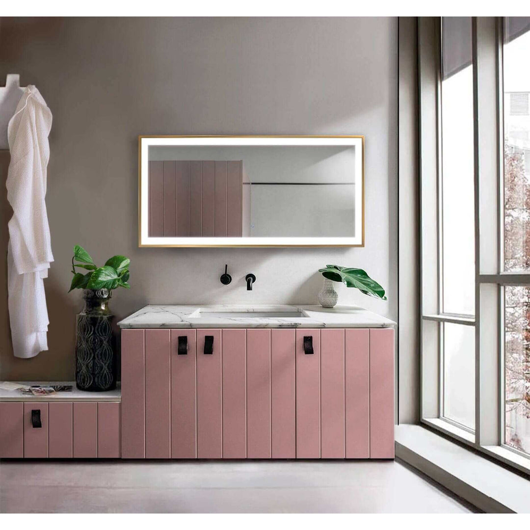 Krugg Soho 60 x 30 Matte Gold LED Bathroom Mirror