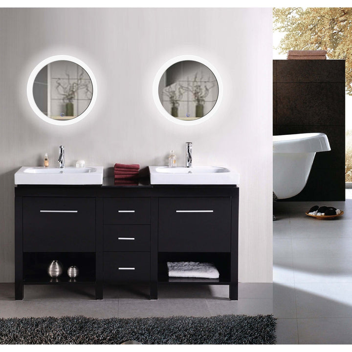 Krugg Sol 22" Round LED Bathroom Mirror - Defogger & Dimmer