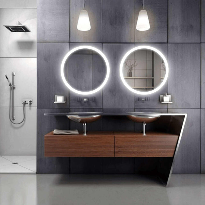 Krugg Sol 27" Round LED Bathroom Mirror - Defogger & Dimmer