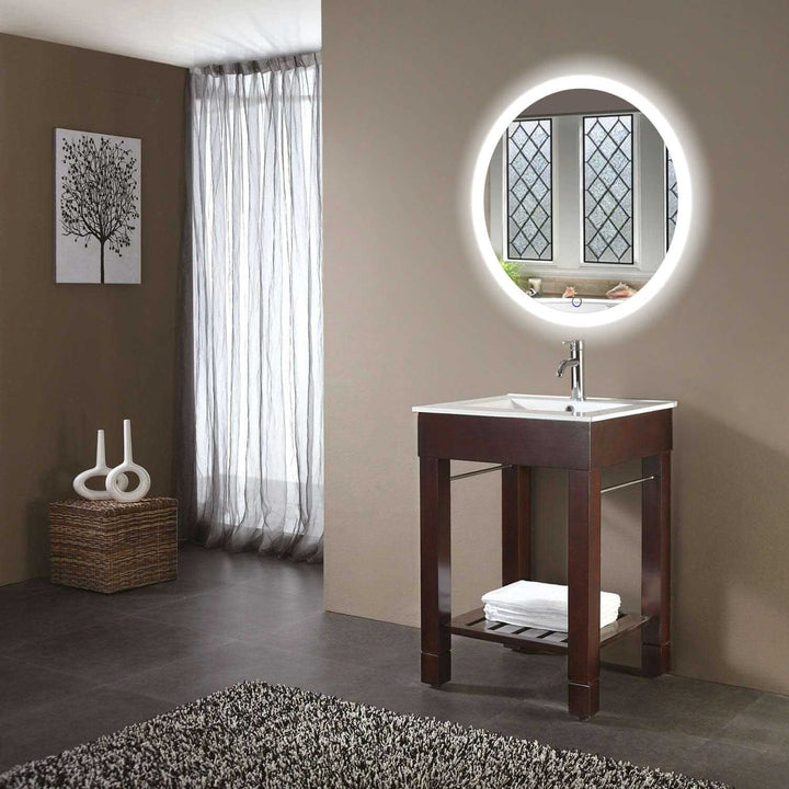 Krugg Sol 27" Round LED Bathroom Mirror - Defogger & Dimmer