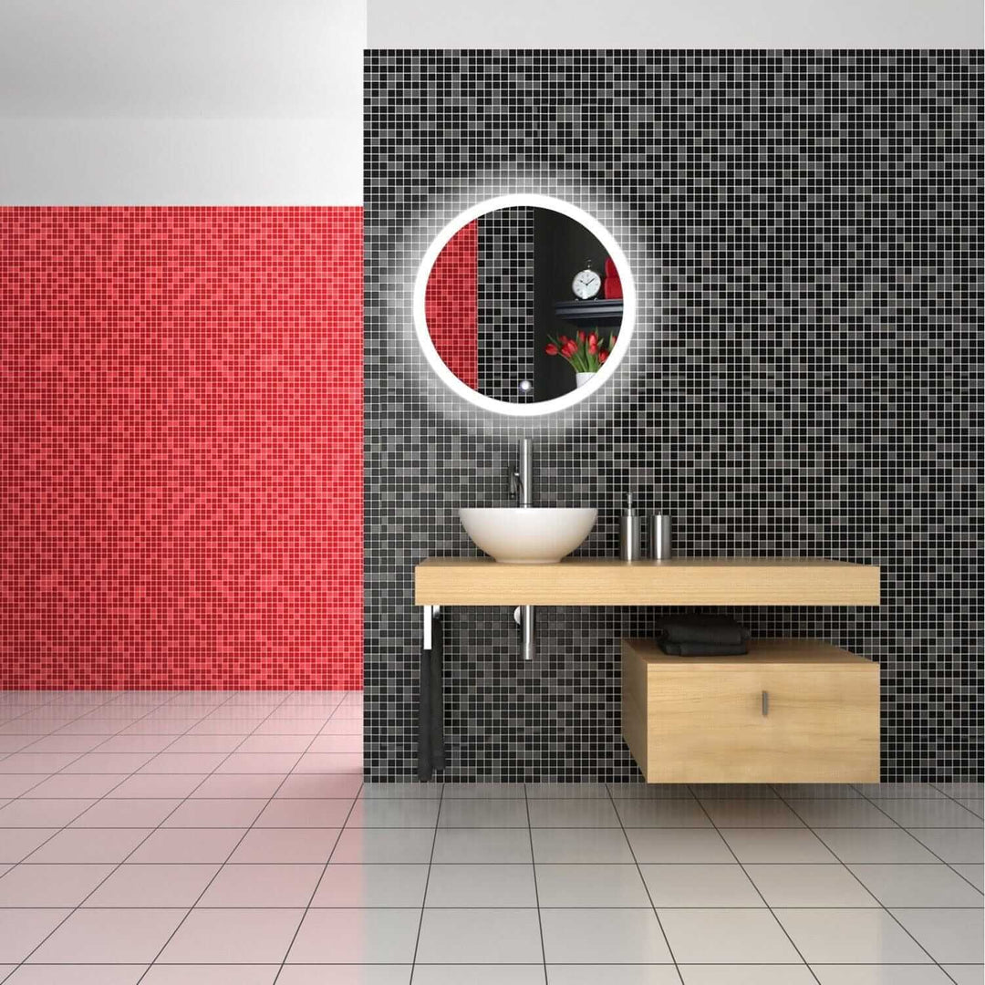Krugg Sol 27" Round LED Bathroom Mirror - Defogger & Dimmer