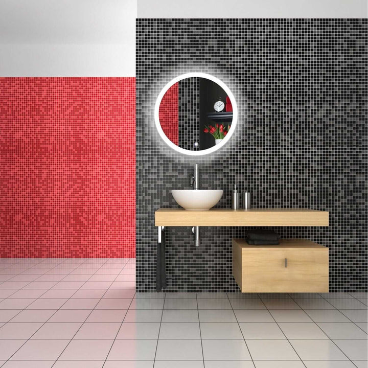 Krugg Sol 27" Round LED Bathroom Mirror - Defogger & Dimmer