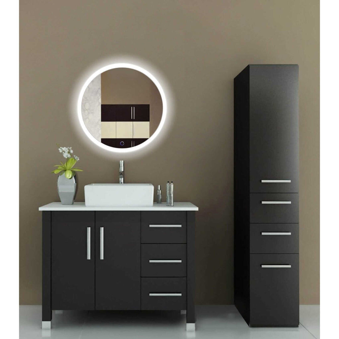 Krugg Sol 27" Round LED Bathroom Mirror - Defogger & Dimmer