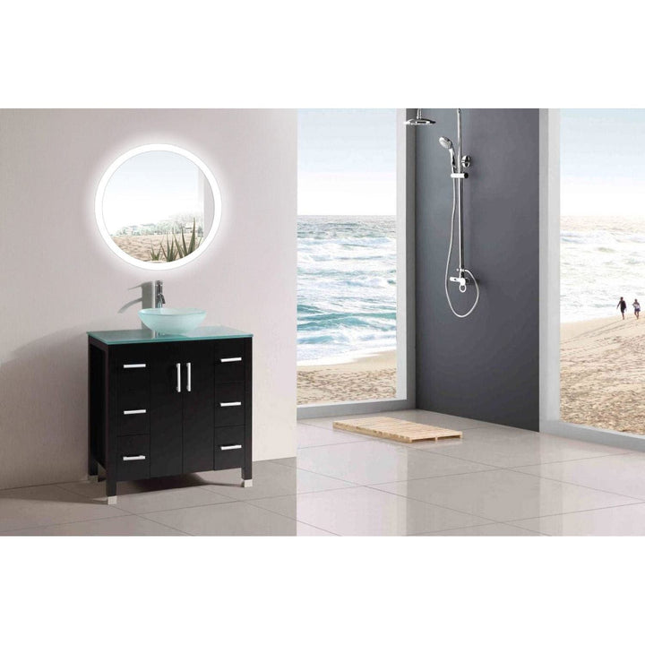 Krugg Sol 27" Round LED Bathroom Mirror - Defogger & Dimmer